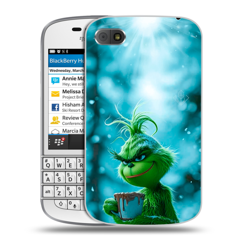 Пластиковый чехол на BlackBerry Q10 с принтом Новый год гринч Пластиковый чехол на BlackBerry Q10 с принтом Новый год гринч