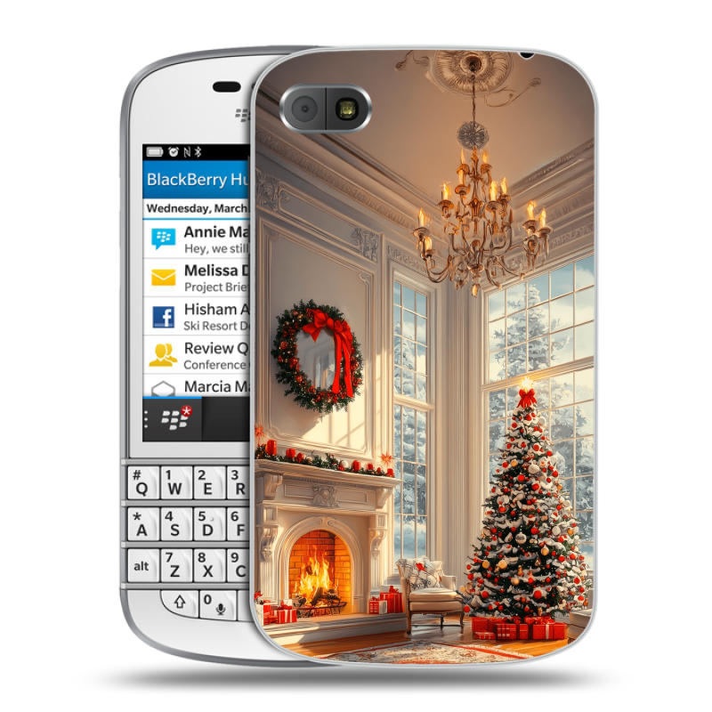 Пластиковый чехол на BlackBerry Q10 с принтом Новый год Пластиковый чехол на BlackBerry Q10 с принтом Новый год