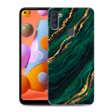 Силиконовый чехол на Samsung Galaxy A11 с принтом Мрамор зеленое золото Силиконовый чехол на Samsung Galaxy A11 с принтом Мрамор зеленое золото