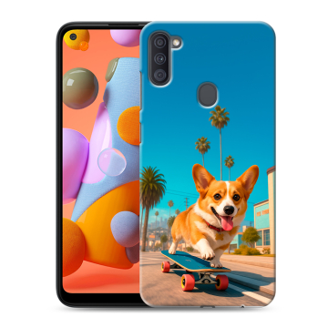 Силиконовый чехол на Samsung Galaxy A11 с принтом Корги на скейте Силиконовый чехол на Samsung Galaxy A11 с принтом Корги на скейте