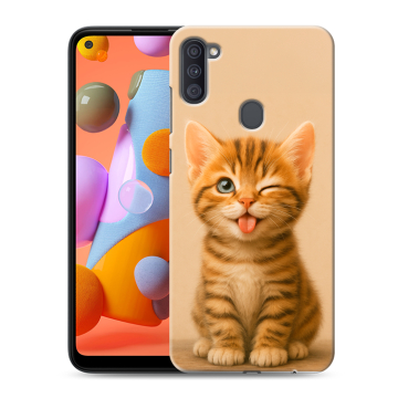Силиконовый чехол на Samsung Galaxy A11 с принтом котенок