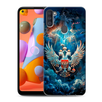 Силиконовый чехол на Samsung Galaxy A11 с принтом Герб флаг России