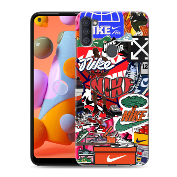Силиконовый чехол на Samsung Galaxy A11 с принтом Найк Nike яркий
