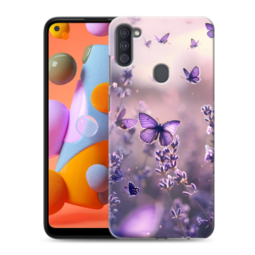 Силиконовый чехол на Samsung Galaxy A11 с принтом бабочки и лаванда
