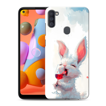 Силиконовый чехол на Samsung Galaxy A11 с принтом кролик зайчик