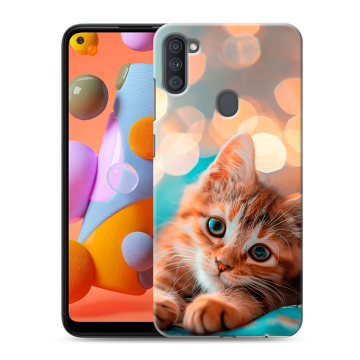 Силиконовый чехол на Samsung Galaxy A11 с принтом котик