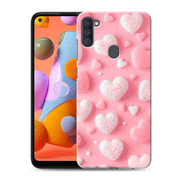 Силиконовый чехол на Samsung Galaxy A11 с принтом Сердечки
