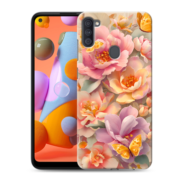 Силиконовый чехол на Samsung Galaxy A11 с принтом Цветы и бабочки Силиконовый чехол на Samsung Galaxy A11 с принтом Цветы и бабочки