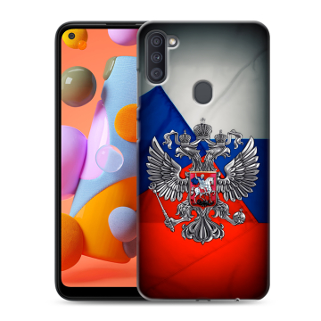 Силиконовый чехол на Samsung Galaxy A11 с принтом Флаг России