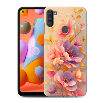 Силиконовый чехол на Samsung Galaxy A11 с принтом Цветы и бабочки Силиконовый чехол на Samsung Galaxy A11 с принтом Цветы и бабочки