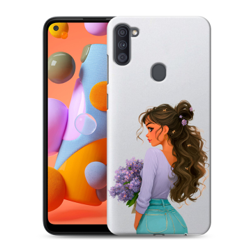 Силиконовый чехол на Samsung Galaxy A11 с принтом девушка цветы Силиконовый чехол на Samsung Galaxy A11 с принтом девушка цветы