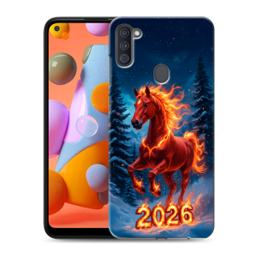 Силиконовый чехол на Samsung Galaxy A11 с принтом Новый год коня Силиконовый чехол на Samsung Galaxy A11 с принтом Новый год коня