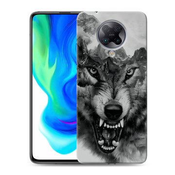 Силиконовый чехол на Xiaomi Poco F2 Pro с принтом Волк Силиконовый чехол на Xiaomi Poco F2 Pro с принтом Волк