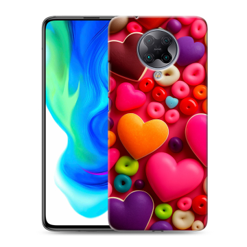 Силиконовый чехол на Xiaomi Poco F2 Pro с принтом Сердечки