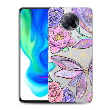 Силиконовый чехол на Xiaomi Poco F2 Pro с принтом Бабочки и цветы Силиконовый чехол на Xiaomi Poco F2 Pro с принтом Бабочки и цветы