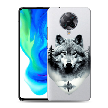 Силиконовый чехол на Xiaomi Poco F2 Pro с принтом Волк в лесу Силиконовый чехол на Xiaomi Poco F2 Pro с принтом Волк в лесу