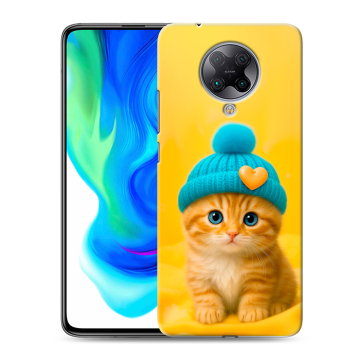 Силиконовый чехол на Xiaomi Poco F2 Pro с принтом Котенок в шапке