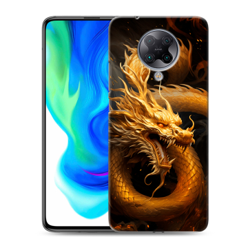 Силиконовый чехол на Xiaomi Poco F2 Pro с принтом Золотой дракон