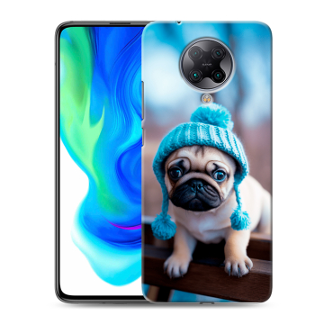 Силиконовый чехол на Xiaomi Poco F2 Pro с принтом Мопс в шапке Силиконовый чехол на Xiaomi Poco F2 Pro с принтом Мопс в шапке