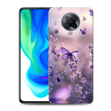 Силиконовый чехол на Xiaomi Poco F2 Pro с принтом бабочки и лаванда Силиконовый чехол на Xiaomi Poco F2 Pro с принтом бабочки и лаванда