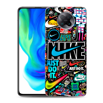 Силиконовый чехол на Xiaomi Poco F2 Pro с принтом найк nike черный