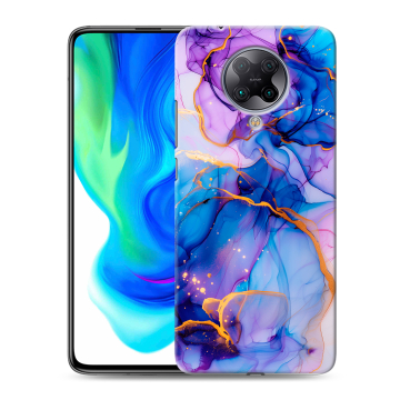 Силиконовый чехол на Xiaomi Poco F2 Pro с принтом синий мрамор Силиконовый чехол на Xiaomi Poco F2 Pro с принтом синий мрамор