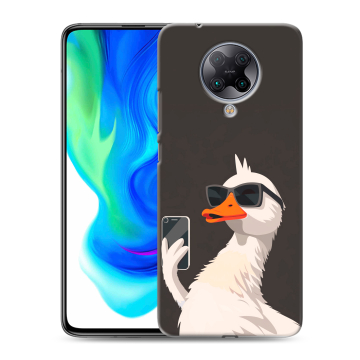 Силиконовый чехол на Xiaomi Poco F2 Pro с принтом утка в очках Силиконовый чехол на Xiaomi Poco F2 Pro с принтом утка в очках