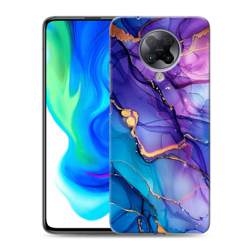 Силиконовый чехол на Xiaomi Poco F2 Pro с принтом синий мрамор Силиконовый чехол на Xiaomi Poco F2 Pro с принтом синий мрамор