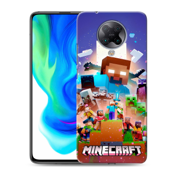Силиконовый чехол на Xiaomi Poco F2 Pro с принтом Майнкрафт Minecraft
