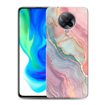 Силиконовый чехол на Xiaomi Poco F2 Pro с принтом розовый мрамор Силиконовый чехол на Xiaomi Poco F2 Pro с принтом розовый мрамор