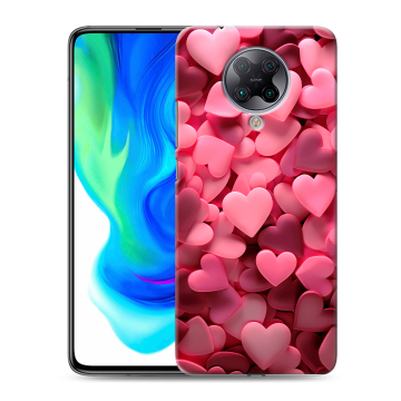 Силиконовый чехол на Xiaomi Poco F2 Pro с принтом розовые сердечки Силиконовый чехол на Xiaomi Poco F2 Pro с принтом розовые сердечки