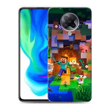 Силиконовый чехол на Xiaomi Poco F2 Pro с принтом Майнкрафт Minecraft