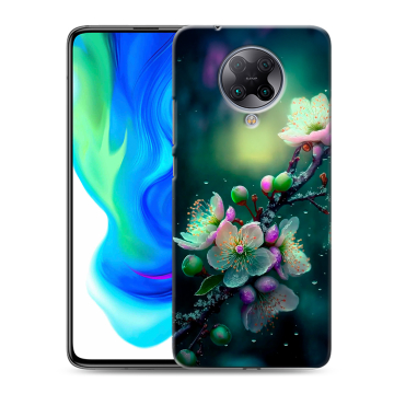 Силиконовый чехол на Xiaomi Poco F2 Pro с принтом Цветы и мрамор Силиконовый чехол на Xiaomi Poco F2 Pro с принтом Цветы и мрамор