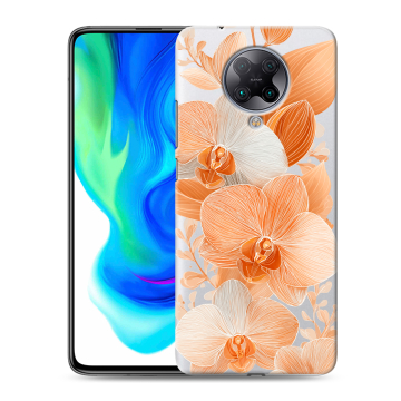 Силиконовый чехол на Xiaomi Poco F2 Pro с принтом Бежевые цветы