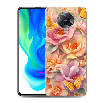 Силиконовый чехол на Xiaomi Poco F2 Pro с принтом Цветы и бабочки