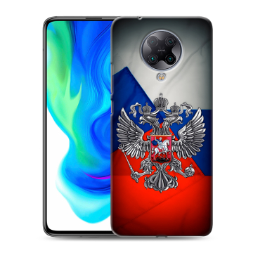 Силиконовый чехол на Xiaomi Poco F2 Pro с принтом Флаг России Силиконовый чехол на Xiaomi Poco F2 Pro с принтом Флаг России