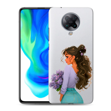 Силиконовый чехол на Xiaomi Poco F2 Pro с принтом девушка цветы