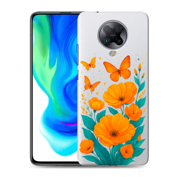 Силиконовый чехол на Xiaomi Poco F2 Pro с принтом цветы бабочки