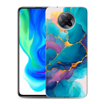 Силиконовый чехол на Xiaomi Poco F2 Pro с принтом Мрамор блестки