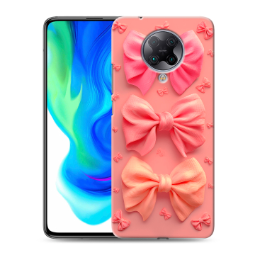 Силиконовый чехол на Xiaomi Poco F2 Pro с принтом Розовые бантики Силиконовый чехол на Xiaomi Poco F2 Pro с принтом Розовые бантики