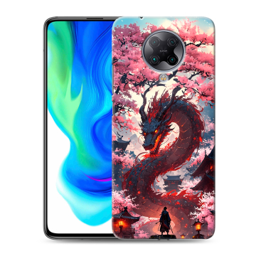 Силиконовый чехол на Xiaomi Poco F2 Pro с принтом Дракон Японский Силиконовый чехол на Xiaomi Poco F2 Pro с принтом Дракон Японский