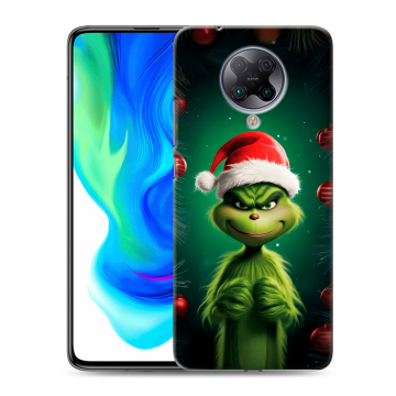 Силиконовый чехол на Xiaomi Poco F2 Pro с принтом Гринч Новый год Рождество