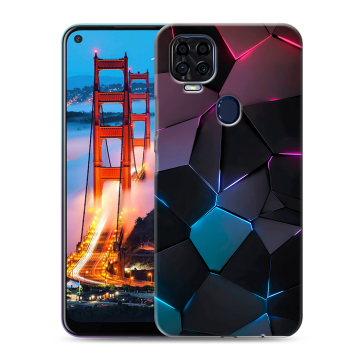 Силиконовый чехол на ZTE Blade V2020 с принтом Геометрия неона