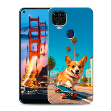 Силиконовый чехол на ZTE Blade V2020 с принтом Корги на скейте