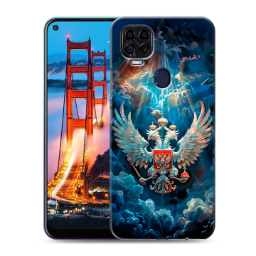 Силиконовый чехол на ZTE Blade V2020 с принтом Герб флаг России