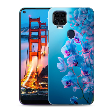 Силиконовый чехол на ZTE Blade V2020 с принтом голубые орхидеи