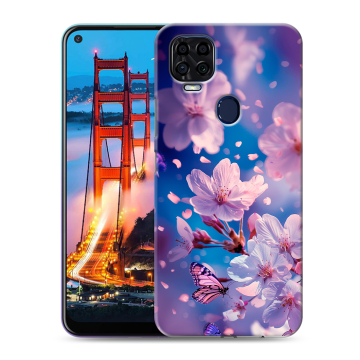 Силиконовый чехол на ZTE Blade V2020 с принтом цветы бабочки