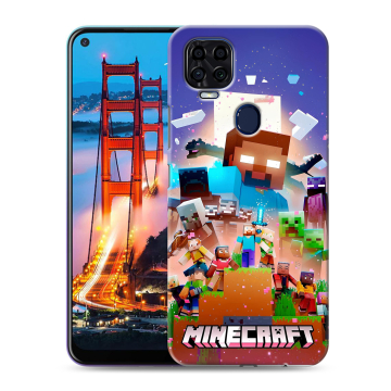 Силиконовый чехол на ZTE Blade V2020 с принтом Майнкрафт Minecraft