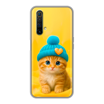 Силиконовый чехол на Realme X3 SuperZoom с принтом Котенок в шапке