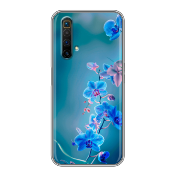 Силиконовый чехол на Realme X3 SuperZoom с принтом Голубые цветы Силиконовый чехол на Realme X3 SuperZoom с принтом Голубые цветы